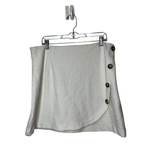 Maeve By Anthropologie White Textured Wrap Skirt Button Closure Women's Size XL